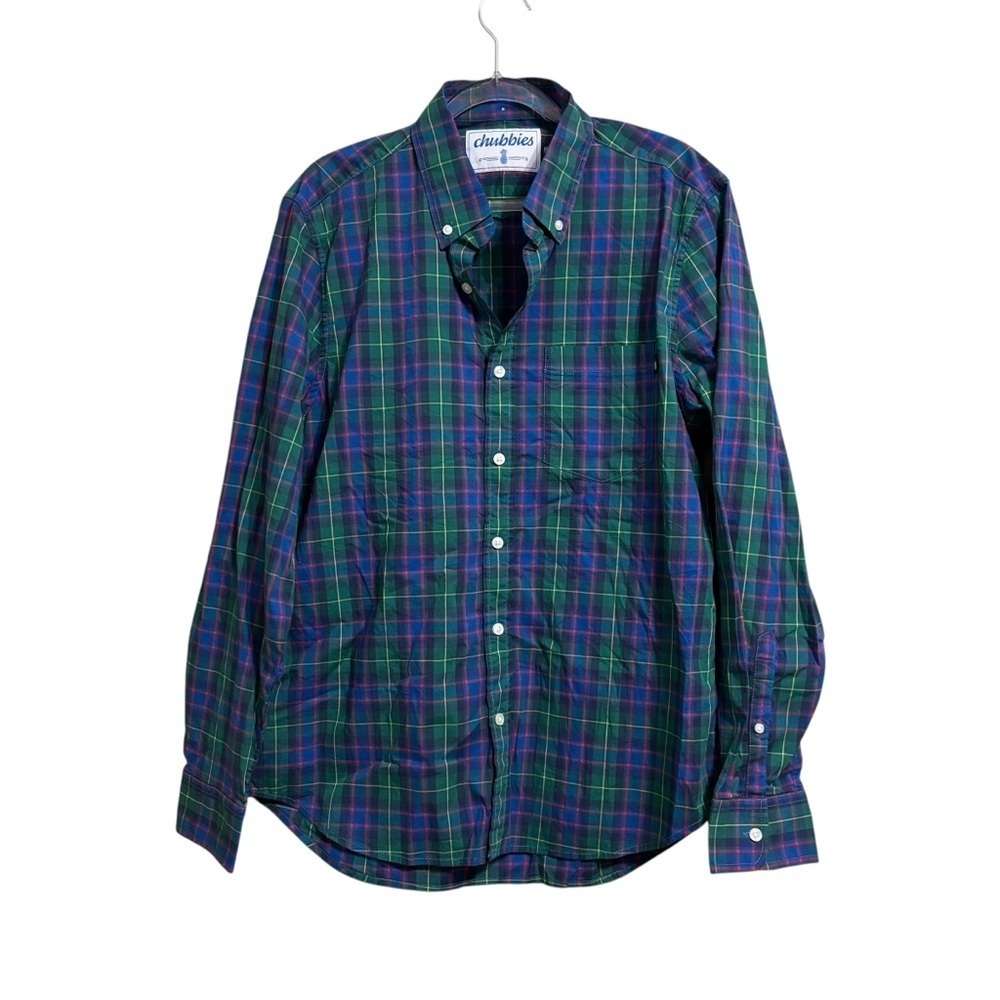 Chubbies Plaid Button-Down Shirt Men's Size Medium Multi-color Long Sleeve